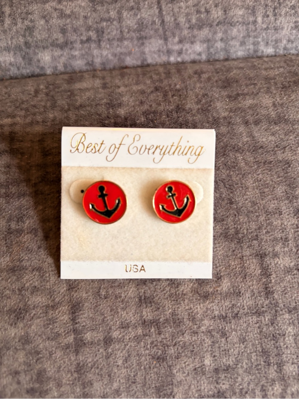 Red Anchor Stud Earrings